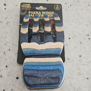 Blue and Cream Pakka Wood Salad Hands